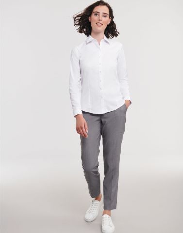 Russell Collection Ladies' Long Sleeve Tailored Herringbone Shirt