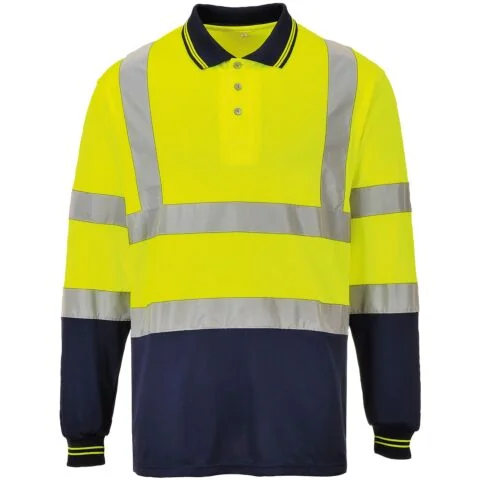 Two-tone long sleeve polo