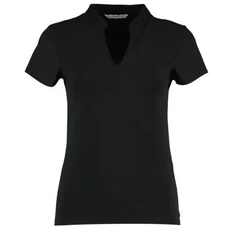 Women's corporate short-sleeved top v-neck mandarin collar