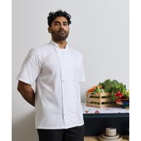 Premier Studded front short sleeve chef's jacket