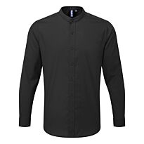 Banded collar grandad long sleeve shirt