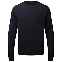 Crew neck cotton-rich knitted sweater