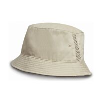 Deluxe washed cotton bucket hat with side mesh panels