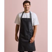 Premier District waxed-look denim bib apron
