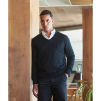 Henbury Cashmere touch acrylic v-neck jumper