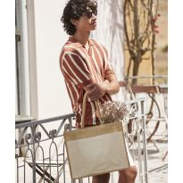 Westford Mill Cotton pocket natural starched jute shopper