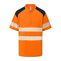 Hi-vis mandarin collar zip neck comfort trim polo