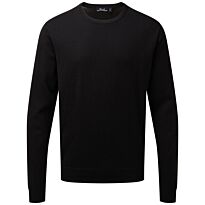 Crew neck cotton-rich knitted sweater