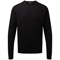 Crew neck cotton-rich knitted sweater