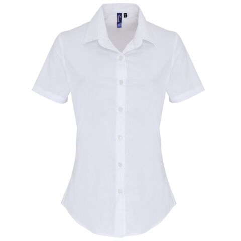 Women's stretch fit cotton poplin short sleeve blouse