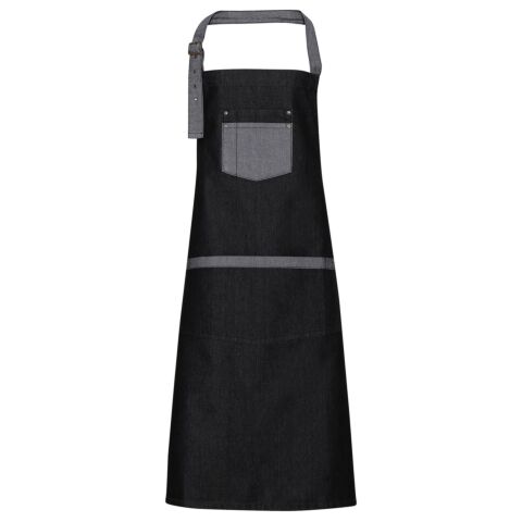 Domain contrast denim bib apron