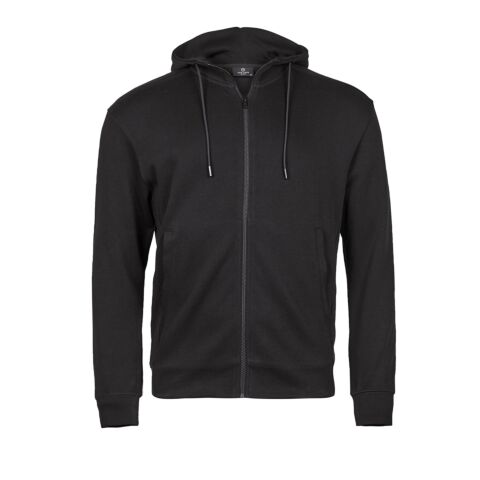 Ribbed interlock hooded full-zip