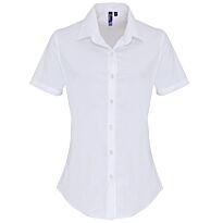 Women's stretch fit cotton poplin short sleeve blouse