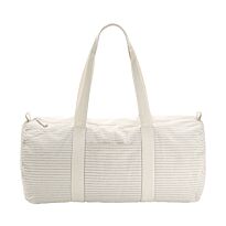 Striped organic cotton barrel bag