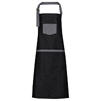 Domain contrast denim bib apron