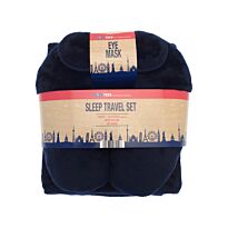 Travel set neck pillow, eye mask and fleece blanket