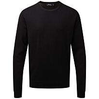 Crew neck cotton-rich knitted sweater